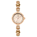 Elegante orologio a bracciale in oro rosa a forma di cuore con gemme marroni e cristalli - Cassa Oro Rosa Strass Caffè