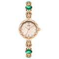 Orologio donna in oro rosa con cuori, pietre verde smeraldo e quadrante in madreperla - Cassa Oro Rosa Strass Verde