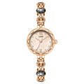 Orologio a bracciale da donna in oro rosa con cuori grigi e maglie in finti diamanti - Cassa Oro Rosa Strass Verde