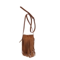 Sac bandoulière en similicuir marron avec longues franges et style bohème chic - Marron