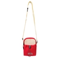 Borsa a tracolla leggera in tela rossa da esterno con coulisse e cinturini bianchi - Rosso