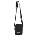 Borsa a tracolla minimalista in nylon nero con tasca con coulisse e tracolla regolabile - Nero