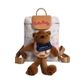 Schattige cartoon rugzak in gradient kleuren met een pluche beer en gouden details - Beige