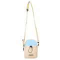 Lightweight beige and light blue nylon crossbody sports bag with adjustable strap - Blue