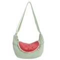 Sac fourre-tout vert en forme de pastèque avec bandoulière réglable et broderie chic - Pastèque Verte