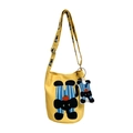 Yellow canvas kids bucket bag featuring a cartoon elephant print and mini coin purse - Yellow