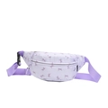 Cute purple crossbody waist bag with bow print and adjustable strap for kids - Purple