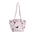 Sac fourre-tout en toile à carreaux roses avec motifs de chiens et petit porte-monnaie - Chien à Carreaux Rose