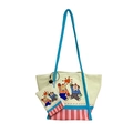 Sac fourre-tout en toile pour enfants avec lanières bleues et motifs d'animaux mignons - Cœur Chat Et Chien