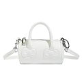 Mini white bucket bag with cute bow design and adjustable shoulder strap for girls - Off-white