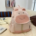 Pink cartoon cow backpack for girls featuring 3D ears and cute embroidery details - Large / Pink