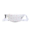 White children waist bag with pink bow prints and adjustable white strap - White & Red