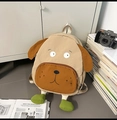 Cute puppy cartoon backpack in beige and brown with unique green 3D feet design - Bare Bag / Medium / Khaki