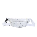 White waist bag for kids with blue ribbon print and adjustable strap with safety buckle - White with Blue