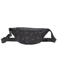 Black girls' waist bag with pink bow prints and adjustable buckle strap detail - Black