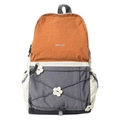 Mochila de exterior color-block con cordones elásticos y hebillas florales decorativas - Grande Naranja