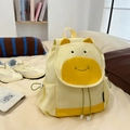 Sac à dos vache jaune mignon avec broderie visage cartoon et cordon de serrage vert - Moyen / Jaune