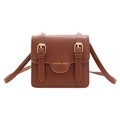 Sac bandoulière classique en similicuir marron pour enfants avec boucles dorées style rétro - Marron