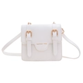 Sacoche blanche rétro pour enfants style britannique avec boucle dorée et imprimé mode - Blanc