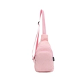 Pink corduroy crossbody chest bag for kids with adjustable strap and double front zippers - Pink