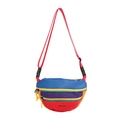 Colorful multi-compartment crossbody bag with adjustable strap and color block design - Large / Red