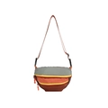 Kids colorful nylon crossbody bag with three zipper layers and adjustable strap - Small / Brown