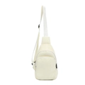 Kids cream white corduroy chest bag with adjustable strap and dual zipper pockets - Off-white