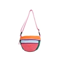 Kids colorful patchwork crossbody bag with adjustable pink strap and double zippers - Small / Pink