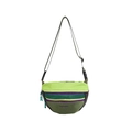 Kids colorful nylon crossbody bag in neon green and olive with adjustable strap - Small / Green