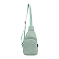 Mint green corduroy crossbody chest bag for kids with durable double zipper pockets - Green