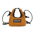 Mini bolso de pana naranja para niña con detalles en negro y correa ajustable al hombro - Marrón