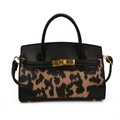 Mini leopard print contrast handbag with gold hardware for kids, vintage crossbody style - Leopard Print