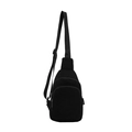 Schwarze Cord-Brusttasche für Kinder mit verstellbarem Gurt und Reißverschlüssen - Schwarz