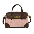 Mini color-block kids shoulder bag in pink and brown with a classic metal turn-lock - Pink