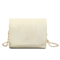 Bolso bandolera infantil beige mate con cadena dorada y acabado de gamuza elegante - Blanco Roto