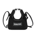 Lindo bolso de pana negro para niñas con correa ajustable y diseño de asa redonda - Negro