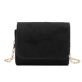 Mini bolso bandolera negro mate para niños con elegante cadena dorada y costuras finas - Negro
