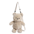 Zaino carino a forma di orsetto di peluche per bambini con tracolla regolabile - Bianco Sporco