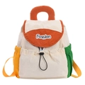 Mochila ligera de nailon en bloques de color para niños con cierre de cordón ajustable - Naranja