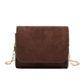 Braune matte Wildleder Mini-Kettentasche für Kinder mit Vintage Klappendesign - Kaffeebraun