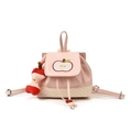 Pink cartoon apple backpack for girls with polka dot pattern and plush charm accessory - Pink With Pendant
