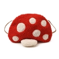 Sac bandoulière mignon en forme de champignon pour enfants en peluche douce rouge et blanche - Rouge