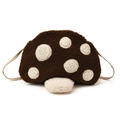 Sac bandoulière champignon marron pour enfants en peluche douce à pois blancs - Marron