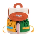 Zaino colorato per bambini con tasche a coulisse e fibbia alla moda in contrasto - Arancione