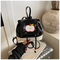 Cute black apple backpack with polka dots and red embroidery for children - Black (Bag Only)