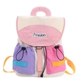 Zaino per bambini alla moda con design color block crema, rosa e tasche con coulisse - Rosa