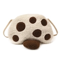 Sac à bandoulière mignon pour enfants en forme de champignon en molleton sherpa crème - Blanc & Café