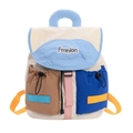 Zaino per bambini alla moda color-block con tasche a coulisse e patta azzurra - Blu