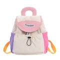 Mochila infantil ligera de bloques de color crema y rosa con correas naranjas - Rosa