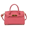 Bolso rosa minimalista para niños con cierre giratorio dorado y acabado texturizado - Rosa Rojo